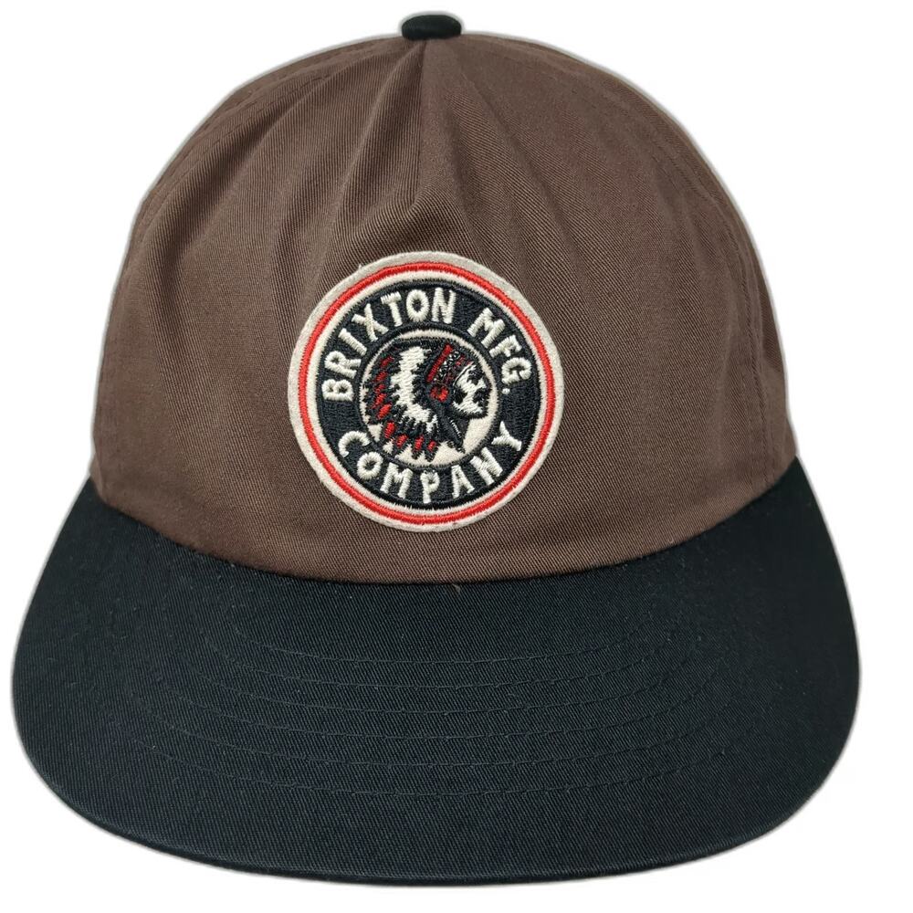 Brixton 5 Panel Brown One Size Snapback MFG Company Patch Flat Bill Logo Hat